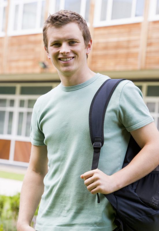 Male college student on campus
